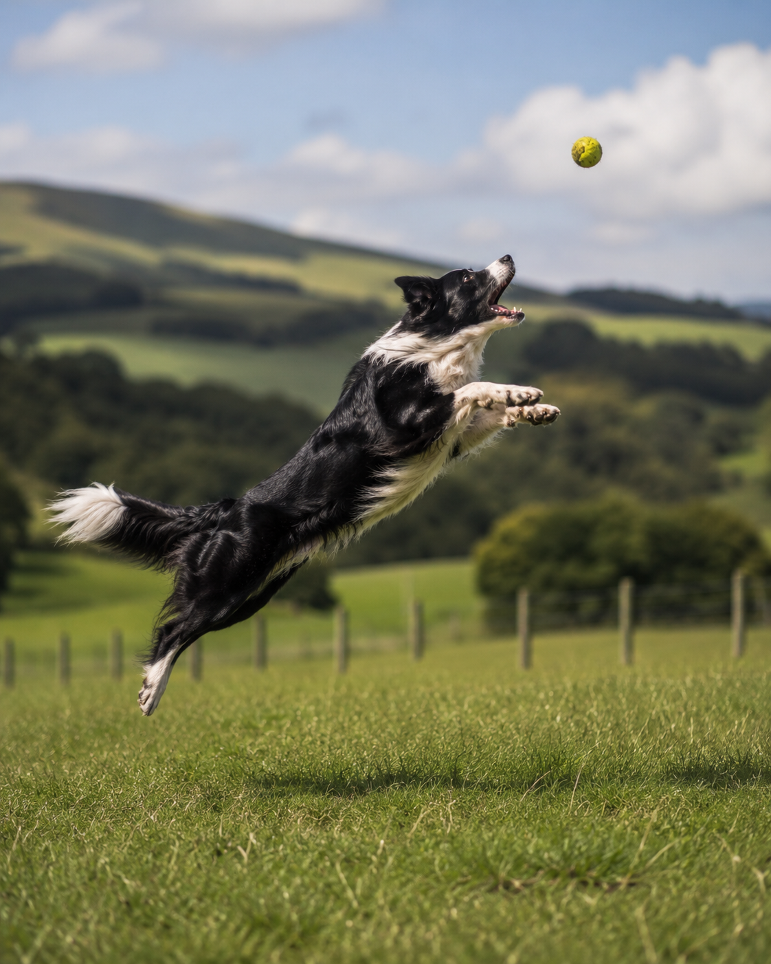 Border collie in New Zealand hills